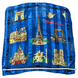 Electric Blue Scarf with Parisian Sights